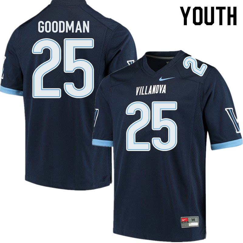 Youth #25 Jalen Goodman Villanova Wildcats College Football Jerseys Sale-Navy